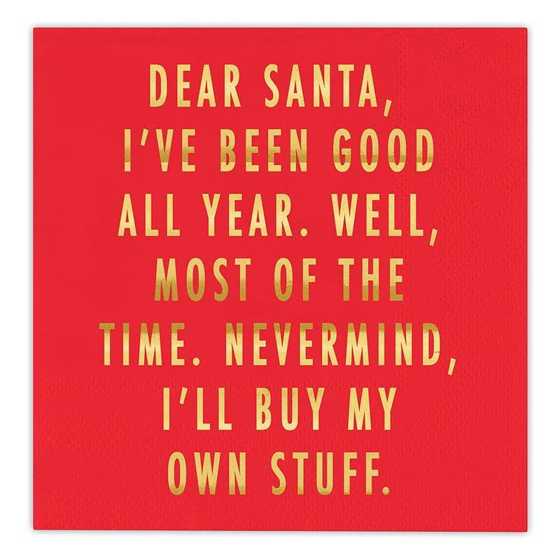 Foil Beverage Napkins - Dear Santa, I've Been Good - 20ct