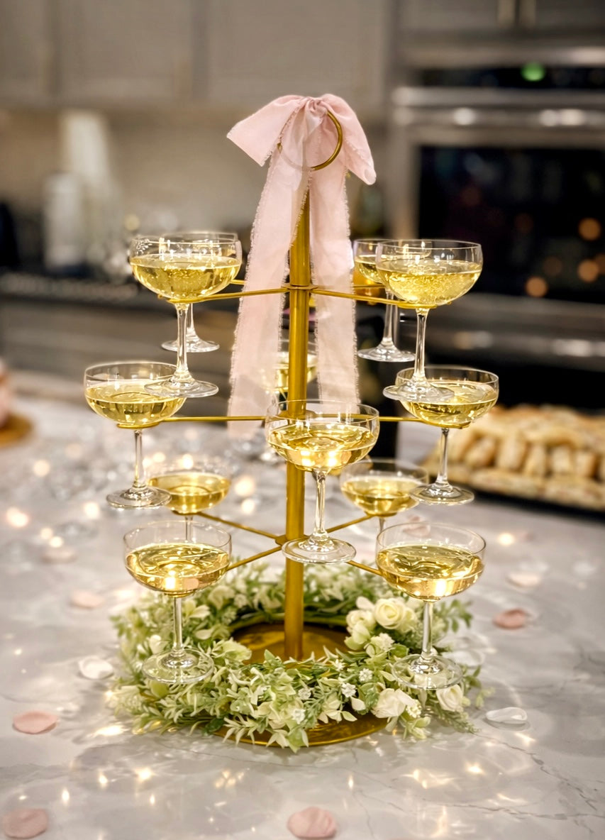 Champagne Tree with 12 Coupe Glasses