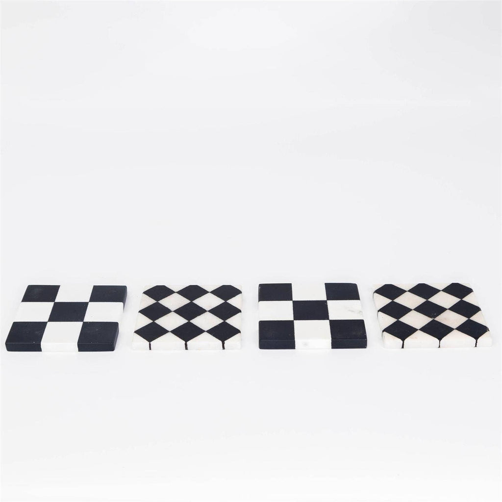 Black And White Marble Coasters (Set Of 4) (Pk/04 Sets)