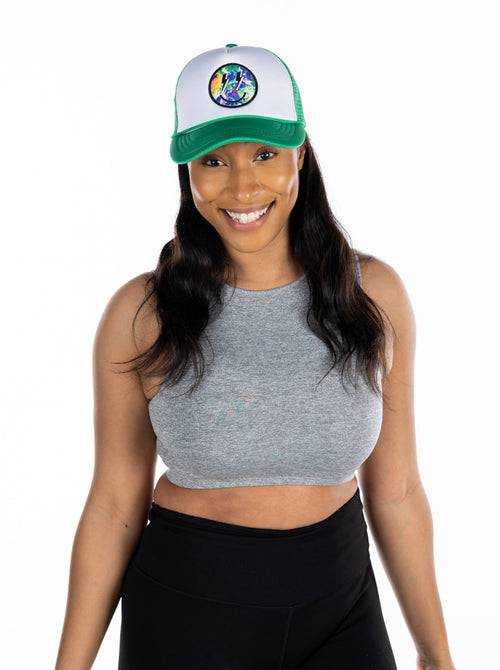 Adult Foam Trucker Hat - Multicolor Smiley - Green/White