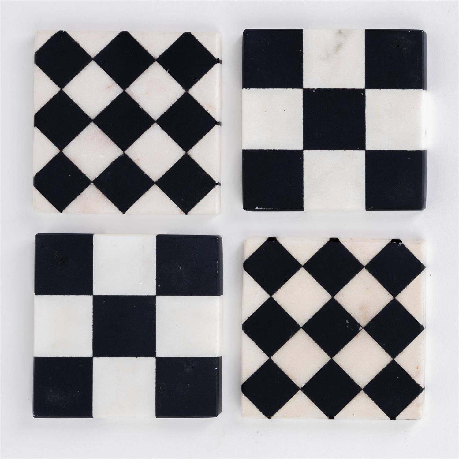 Black And White Marble Coasters (Set Of 4) (Pk/04 Sets)