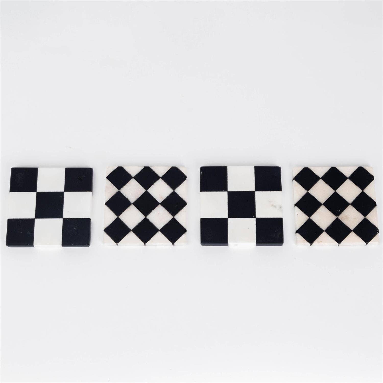 Black And White Marble Coasters (Set Of 4) (Pk/04 Sets)