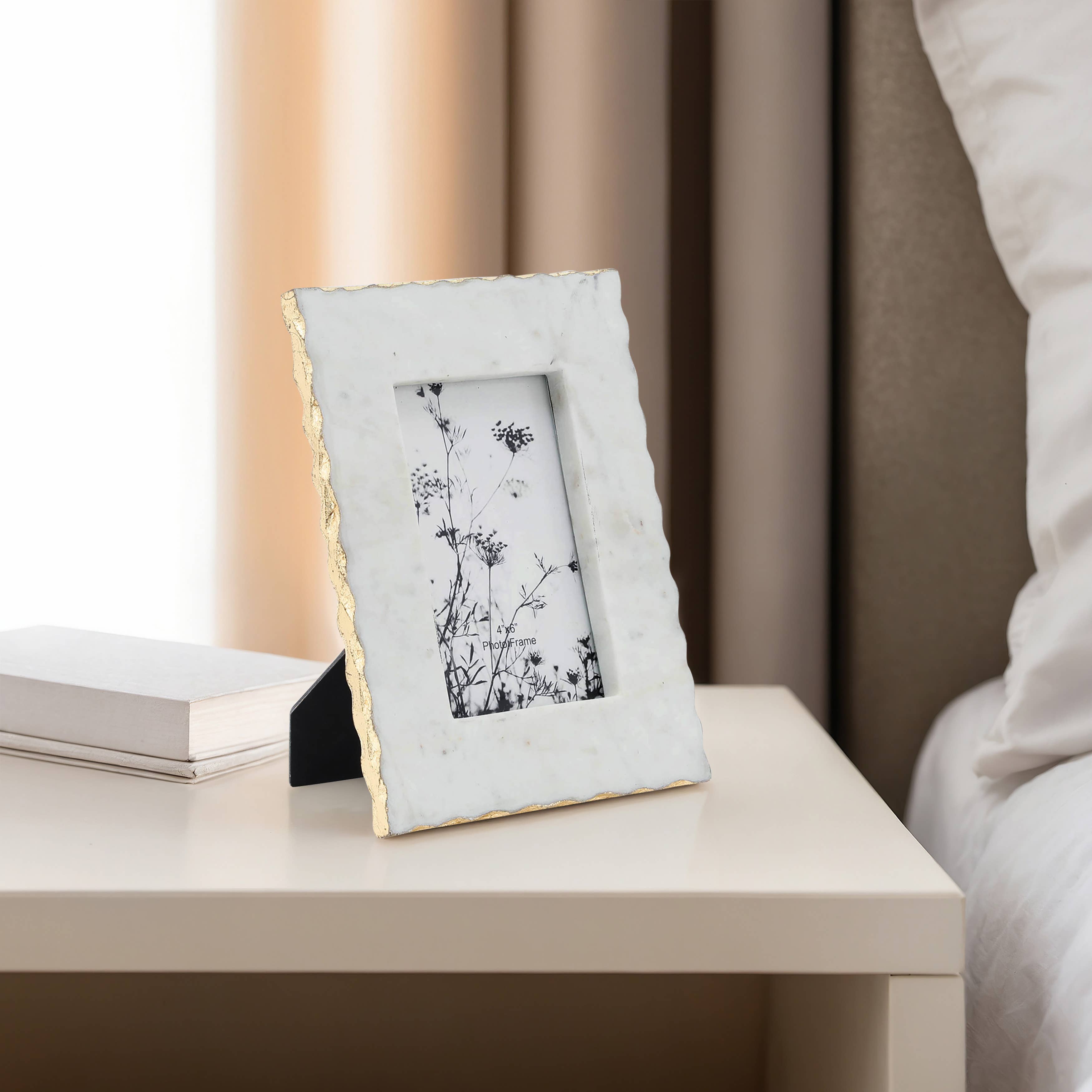 Marble Modern Jagged Edges Photo Frame - White, 4x6 in.