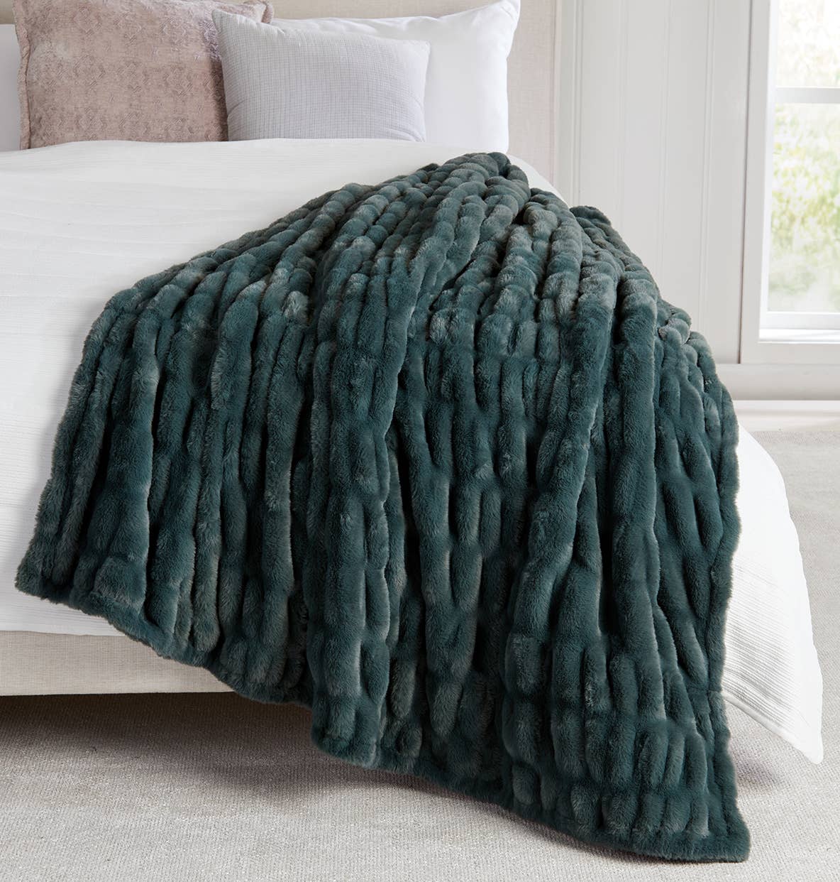 Luxury Heavyweight Ruched Throw Blankets 50" x 60" : Dark Forest