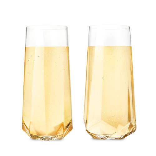 Seneca™ Faceted Stemless Crystal Champagne Flutes Set of 2