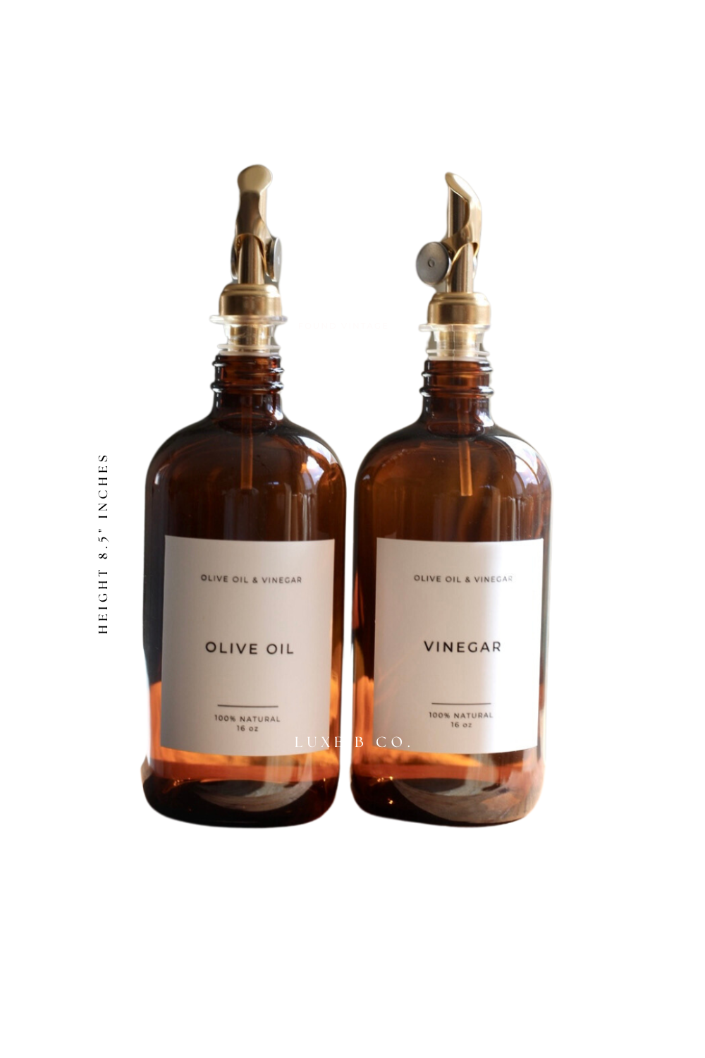 Amber Glass Olive Oil & Vinegar Refillable Bottles