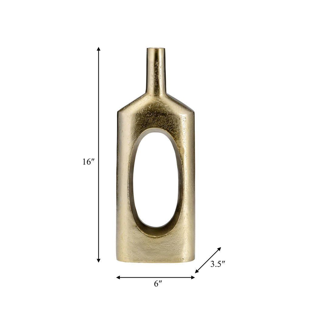 Gold 16 in. Metal Tall Modern Open Cut-Out Vase