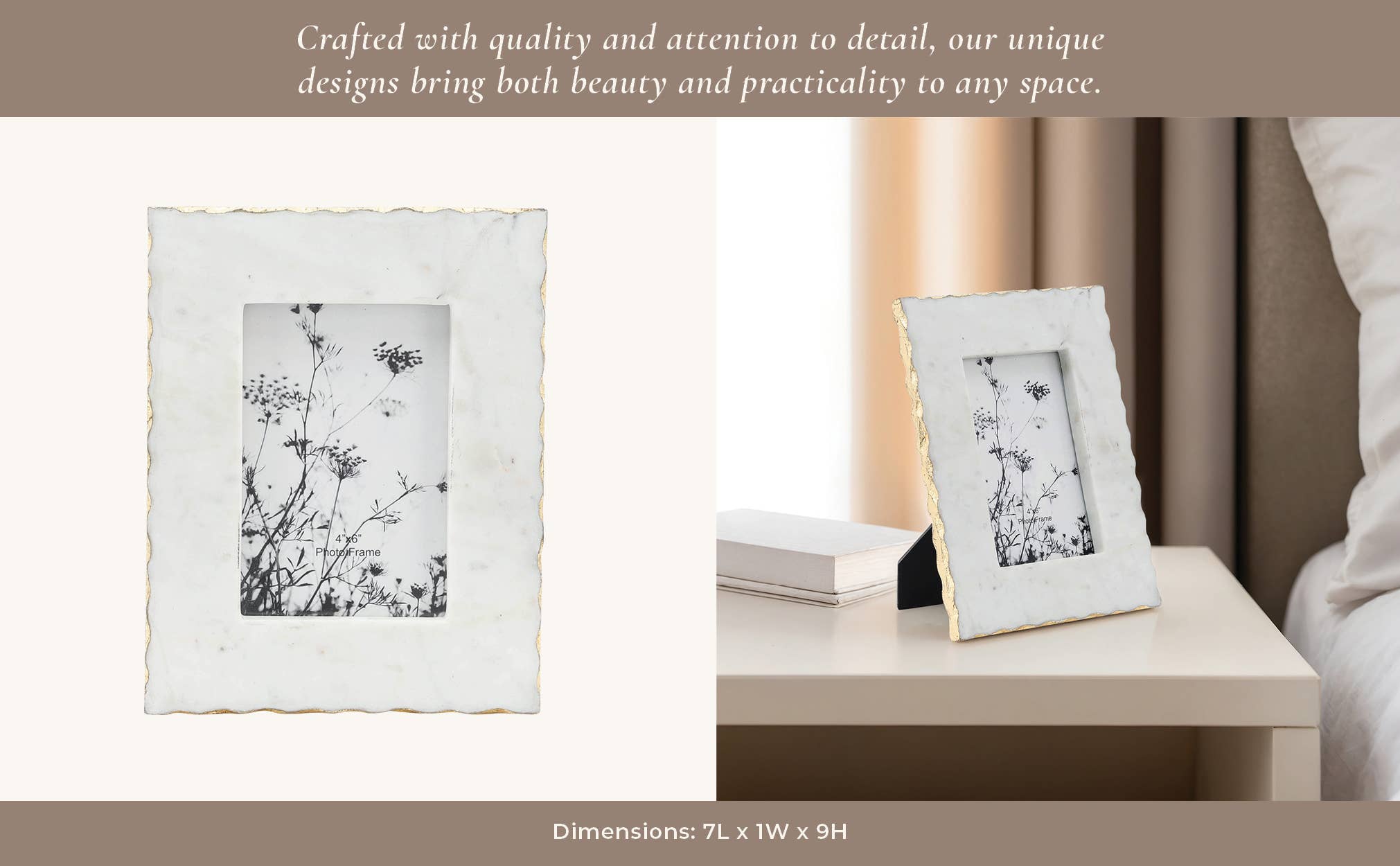 Marble Modern Jagged Edges Photo Frame - White, 4x6 in.