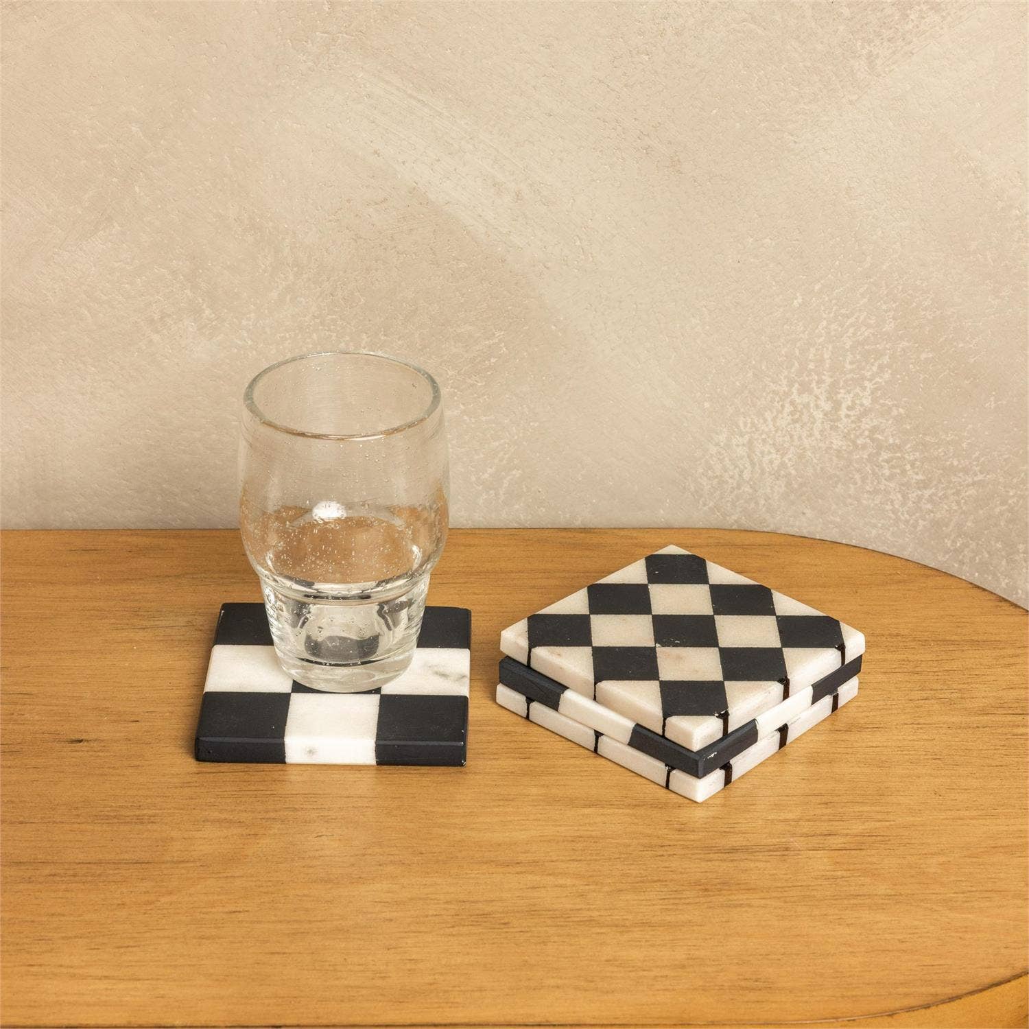 Black And White Marble Coasters (Set Of 4) (Pk/04 Sets)
