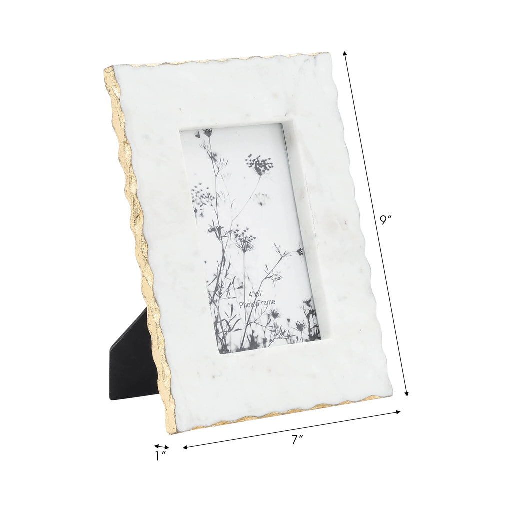 Marble Modern Jagged Edges Photo Frame - White, 4x6 in.
