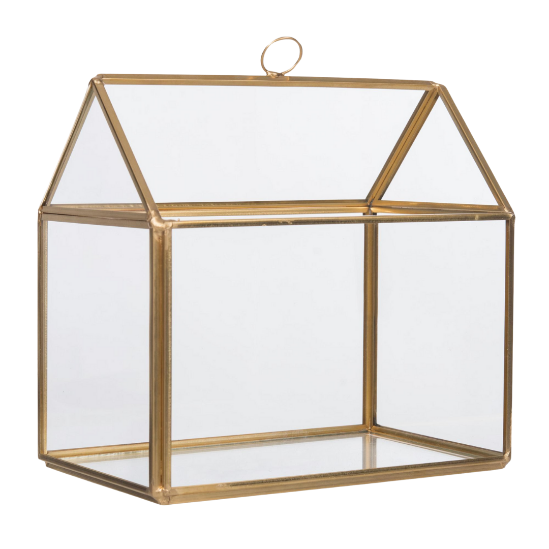 Glass/Metal Black Terrarium House Spring Home DS