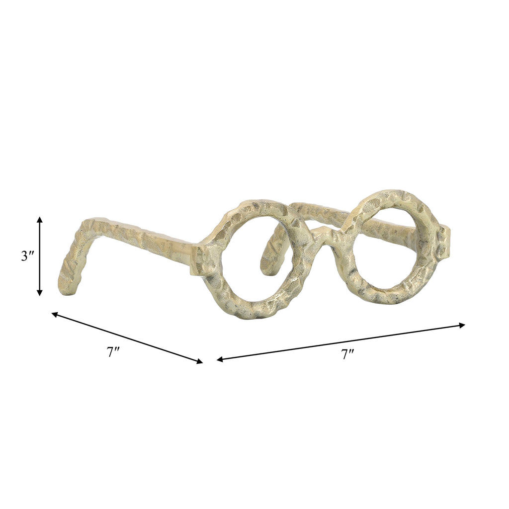 Metal Abstract Eyeglasses Sculpture Home Decor - Gold