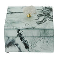 Glass, 6x5" Jewelry Box Silver Top, Gray