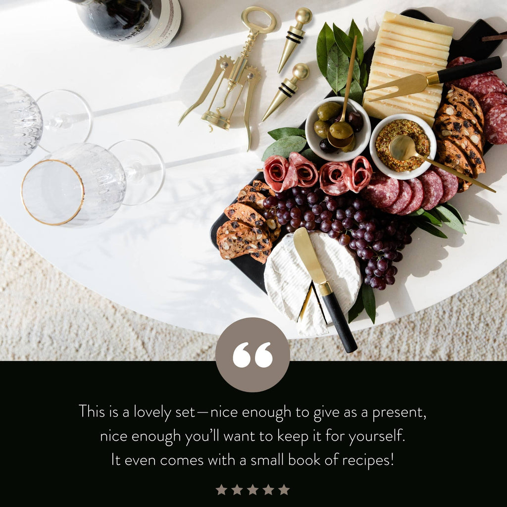 7 Piece Black Charcuterie Board Gift Set