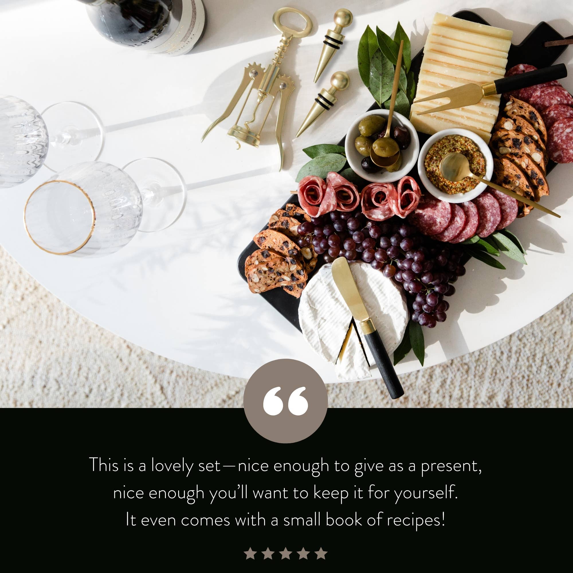 7 Piece Black Charcuterie Board Gift Set