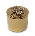 Round Gold Decorative Box With Flower Design Lid: Center Flower