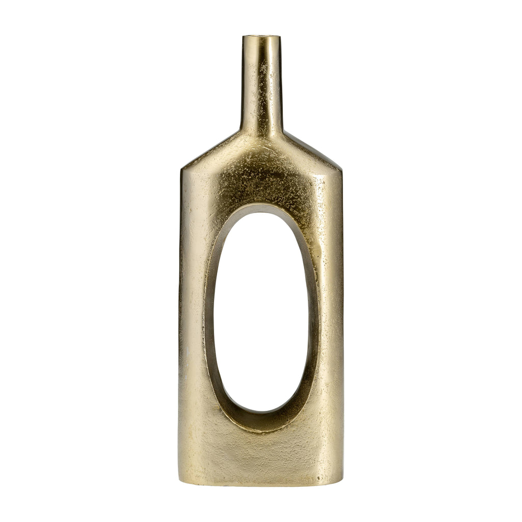 Gold 16 in. Metal Tall Modern Open Cut-Out Vase