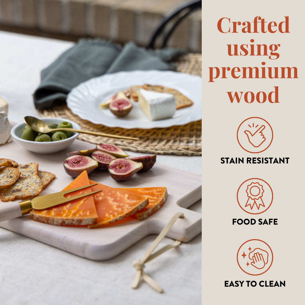 7 Piece Cheese Board Set in White Washed Wood