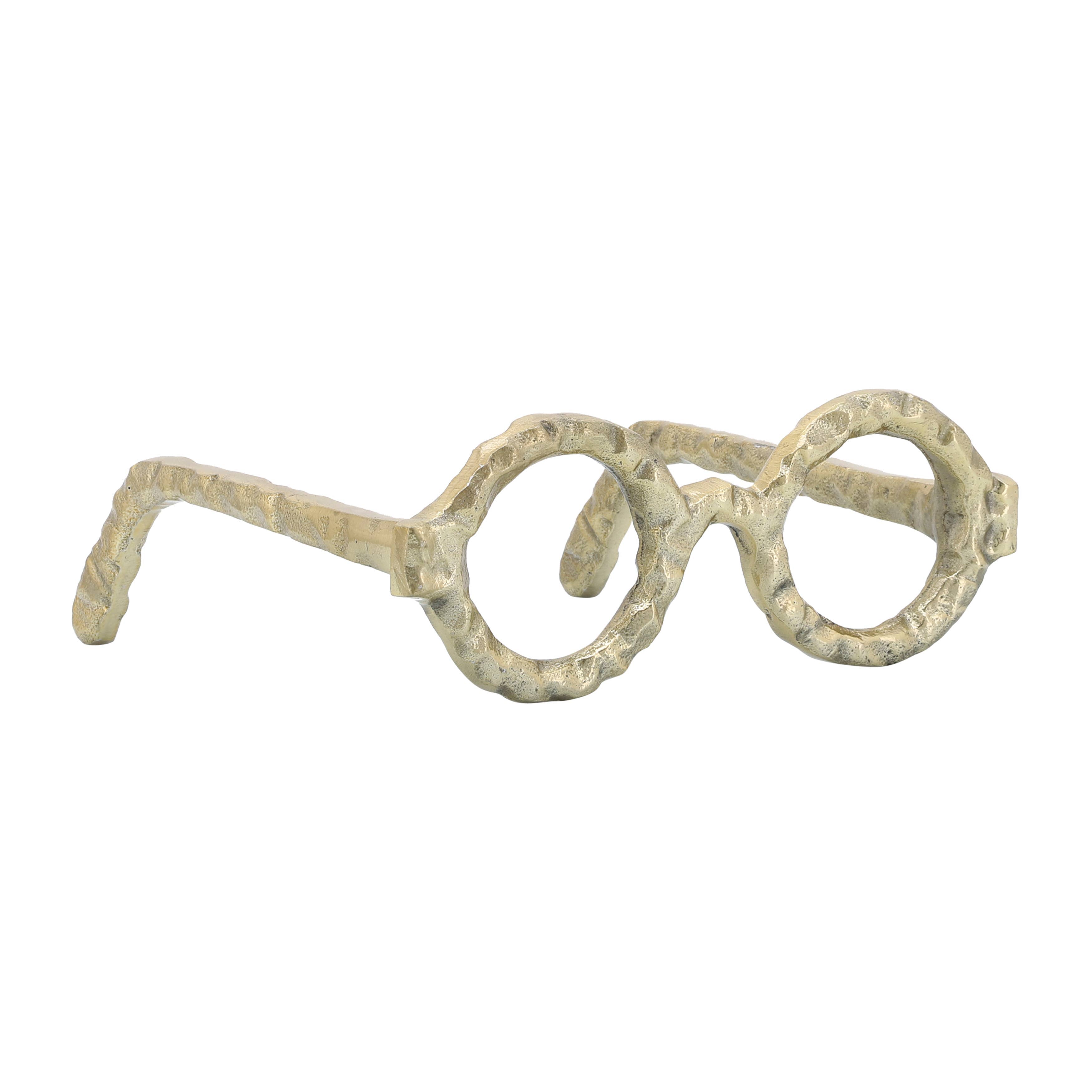 Metal Abstract Eyeglasses Sculpture Home Decor - Gold
