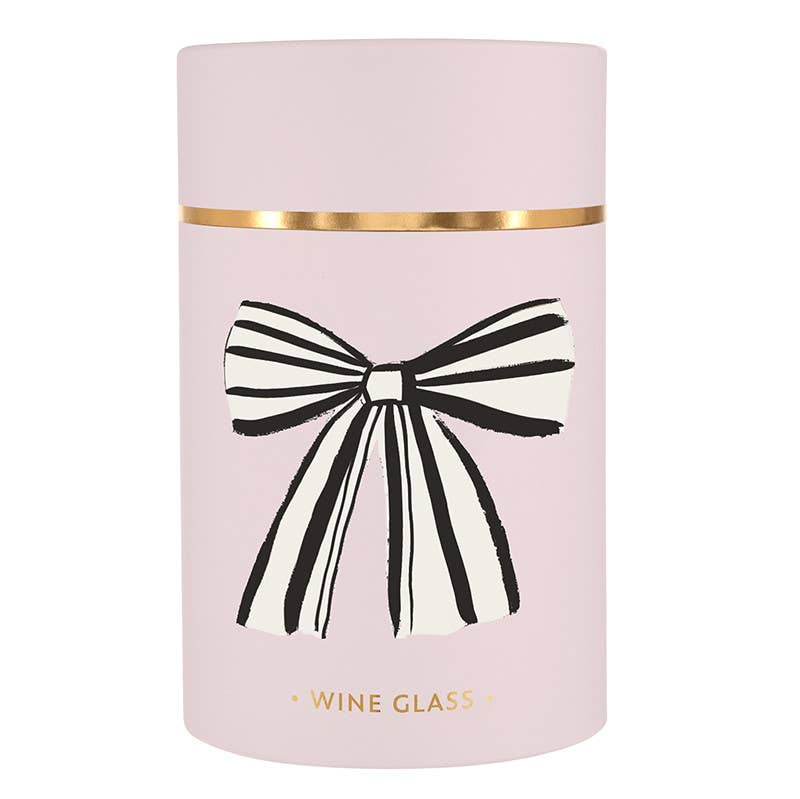Gold Foil Stemless Wine Glass - Birthday Bow: 17oz, 4.5" H