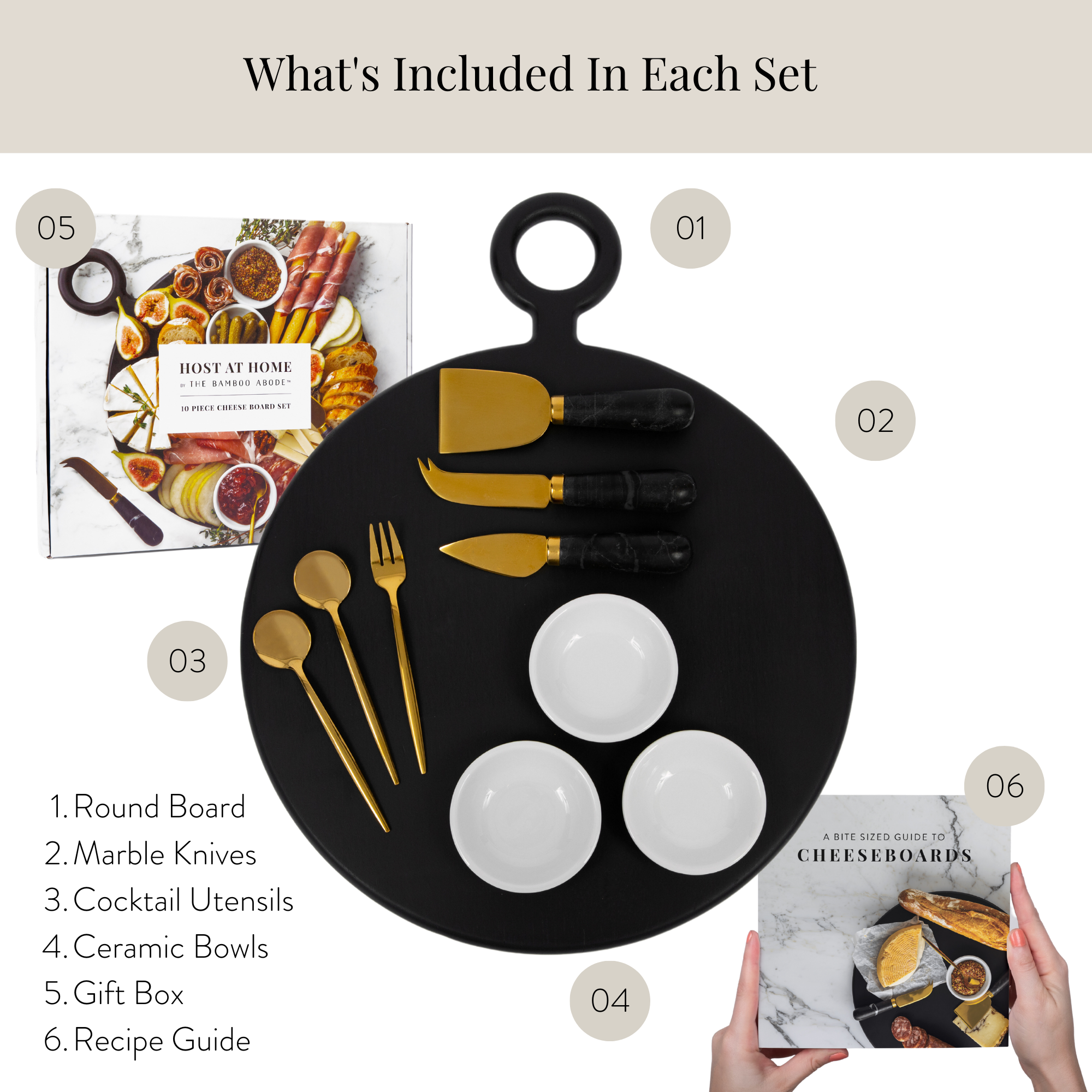 10 Piece Black Charcuterie Board Gift Set