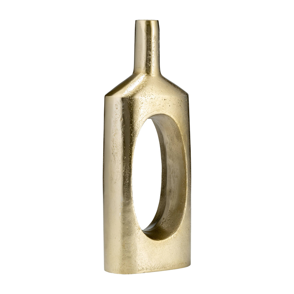 Gold 16 in. Metal Tall Modern Open Cut-Out Vase
