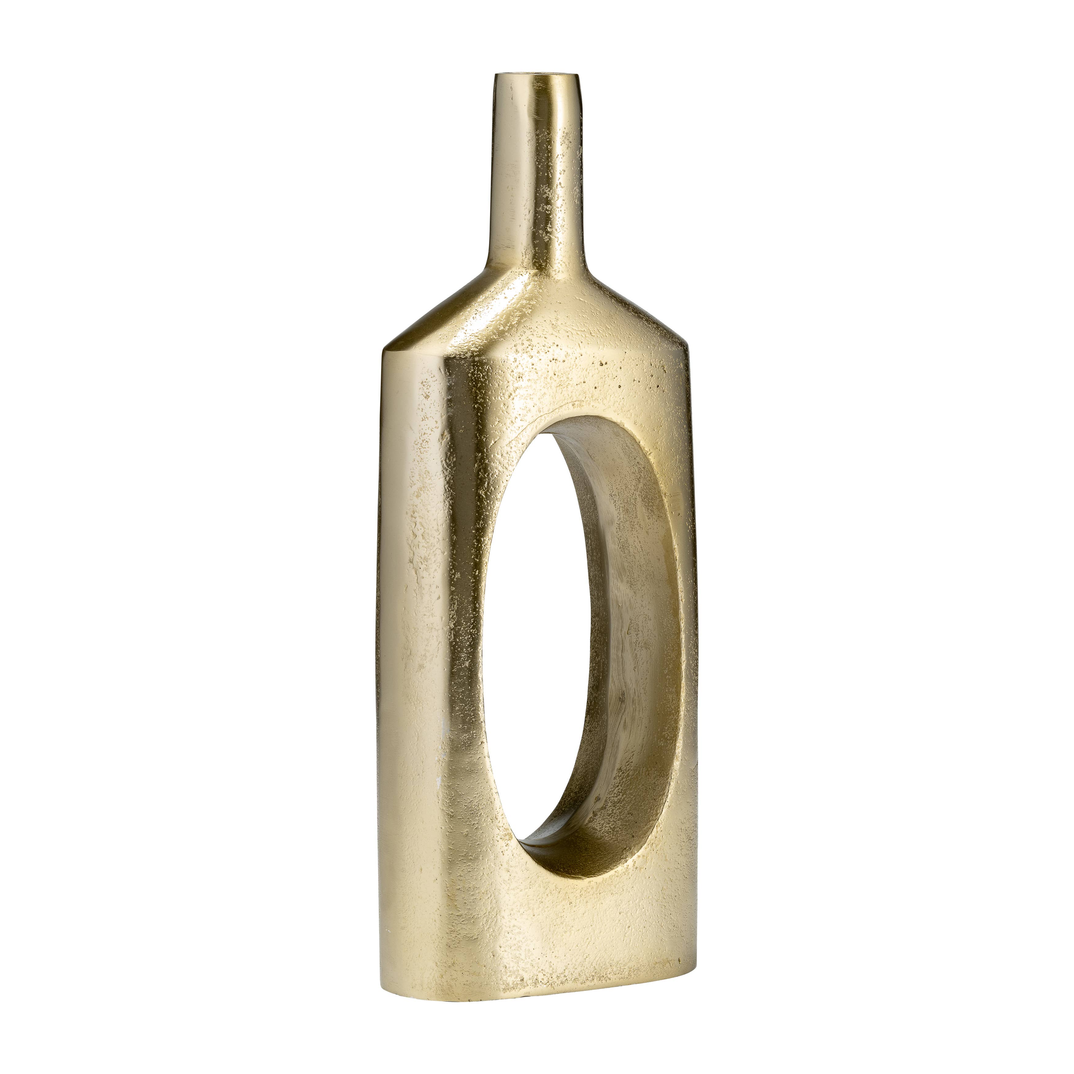 Gold 16 in. Metal Tall Modern Open Cut-Out Vase