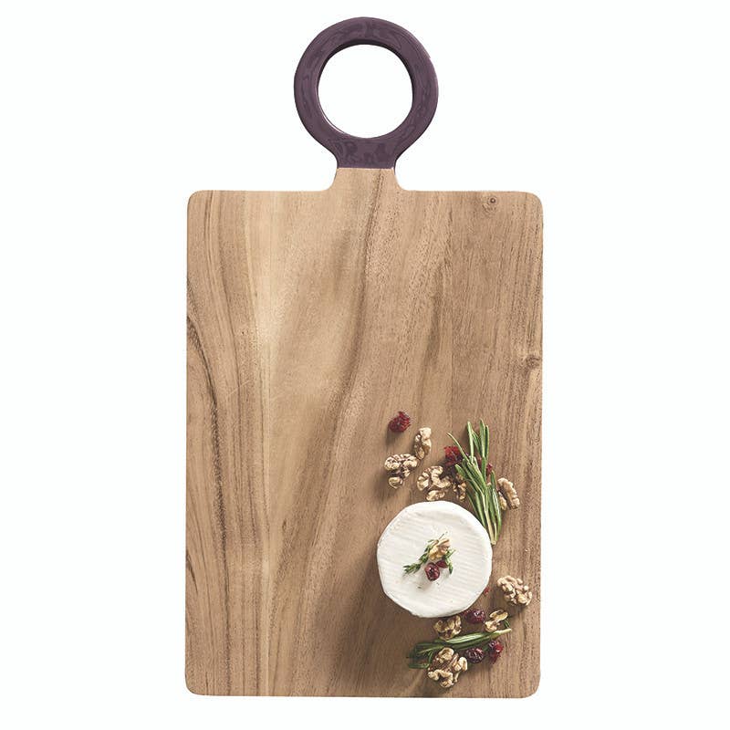 Wood Board with Enamel Handle - Large - Aubergine: 19" L x 10" W x .5" H