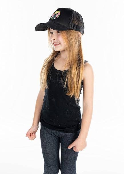 Kids Foam Trucker: Smiley W/ Lightning  - Black/Black