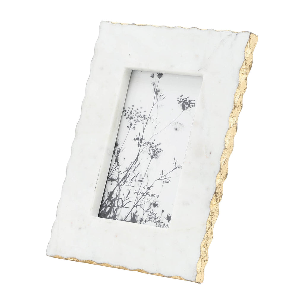 Marble Modern Jagged Edges Photo Frame - White, 4x6 in.