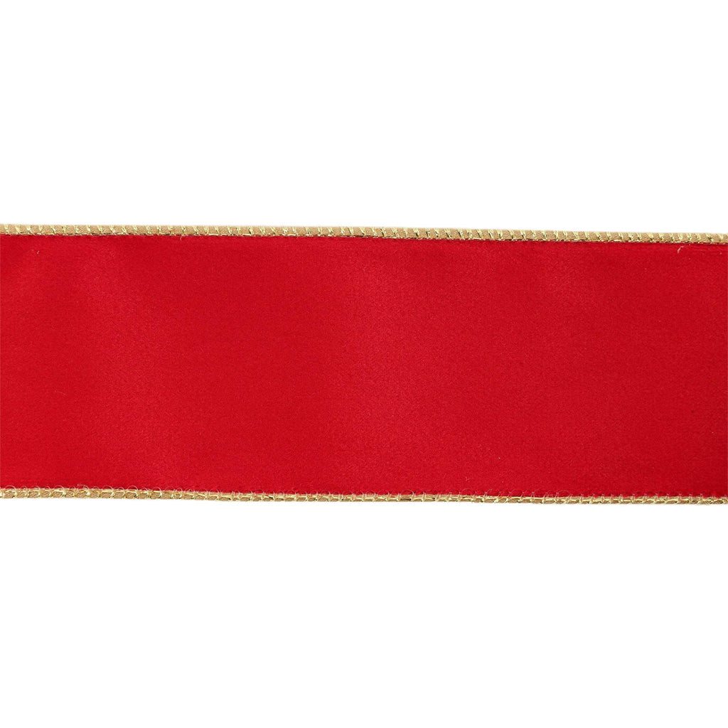 2 1/2" Reversible Classic Velvet Wired Ribbon | Christmas Red/Gold | 10 Yard Roll