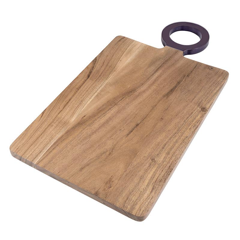 Wood Board with Enamel Handle - Large - Aubergine: 19" L x 10" W x .5" H