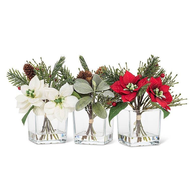 Pine Branch Greenery in Square Vase-7"H