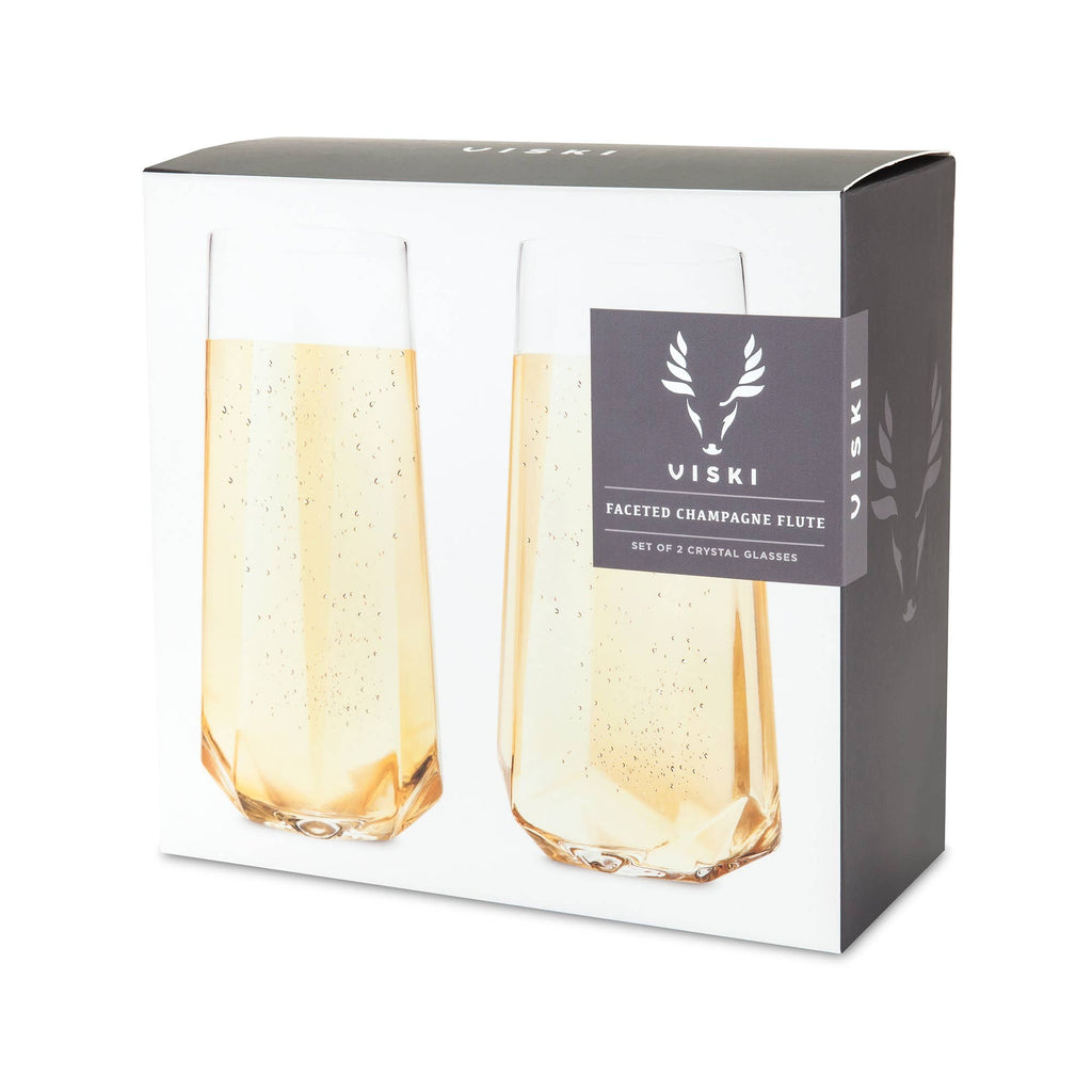 Seneca™ Faceted Stemless Crystal Champagne Flutes Set of 2