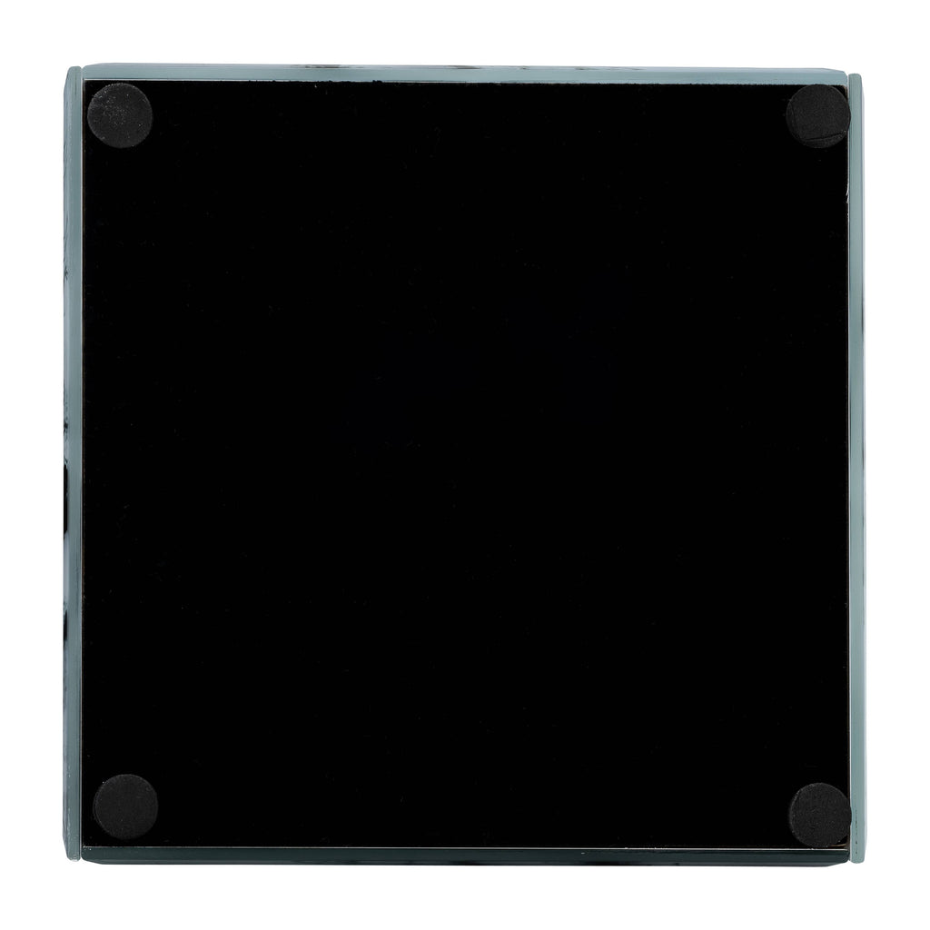 Glass, 6x5" Jewelry Box Silver Top, Gray