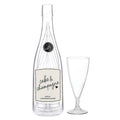 Acrylic Champagne in Bottle + Glasses - Cake and Champagne: Bottle: 11.5" H x 3.25" Dia ,  Wine Glass: 6" H ,  6oz