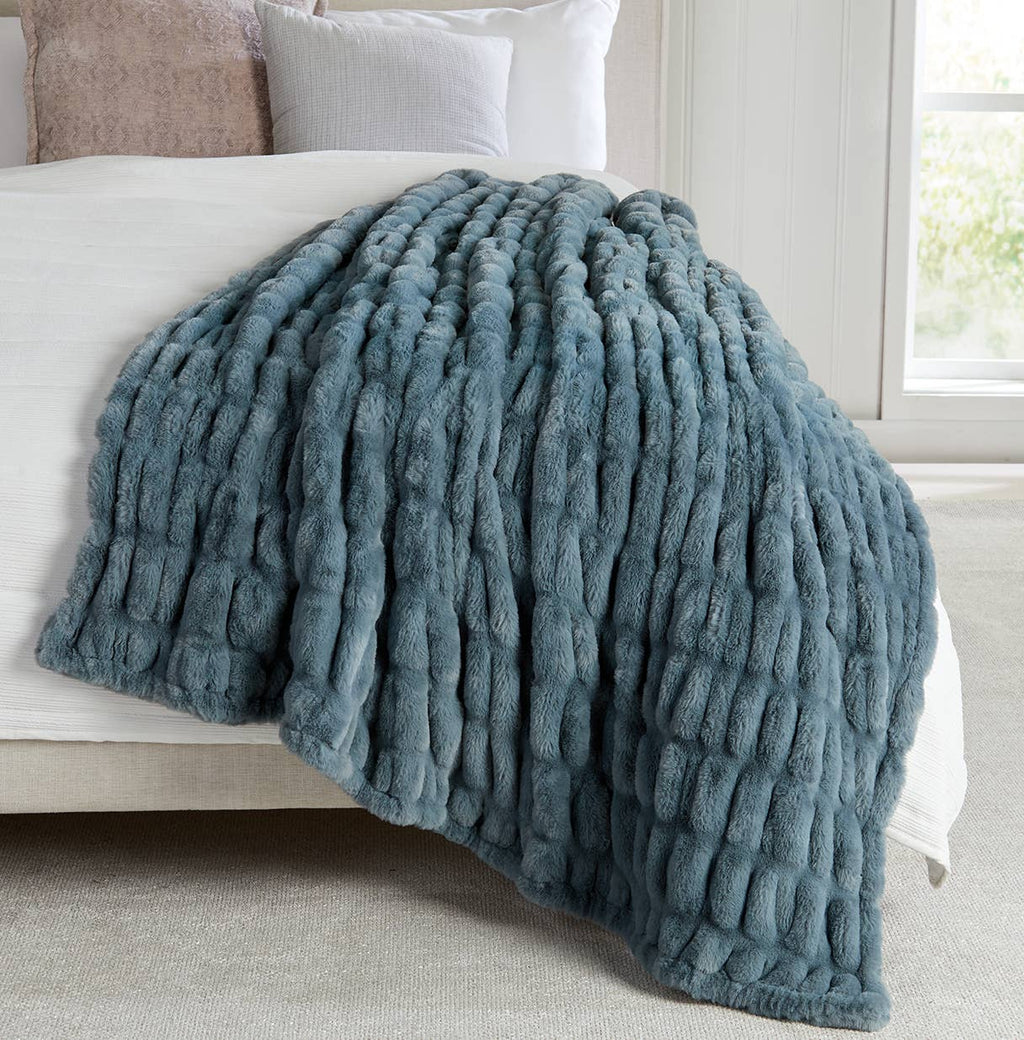 Luxury Heavyweight Ruched Throw Blankets 50" x 60" : Summer Sand