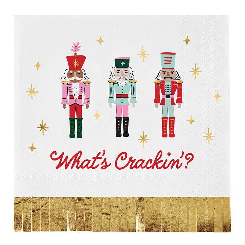 Foil Fringe Beverage Napkins - What's Crackin'? - 20ct