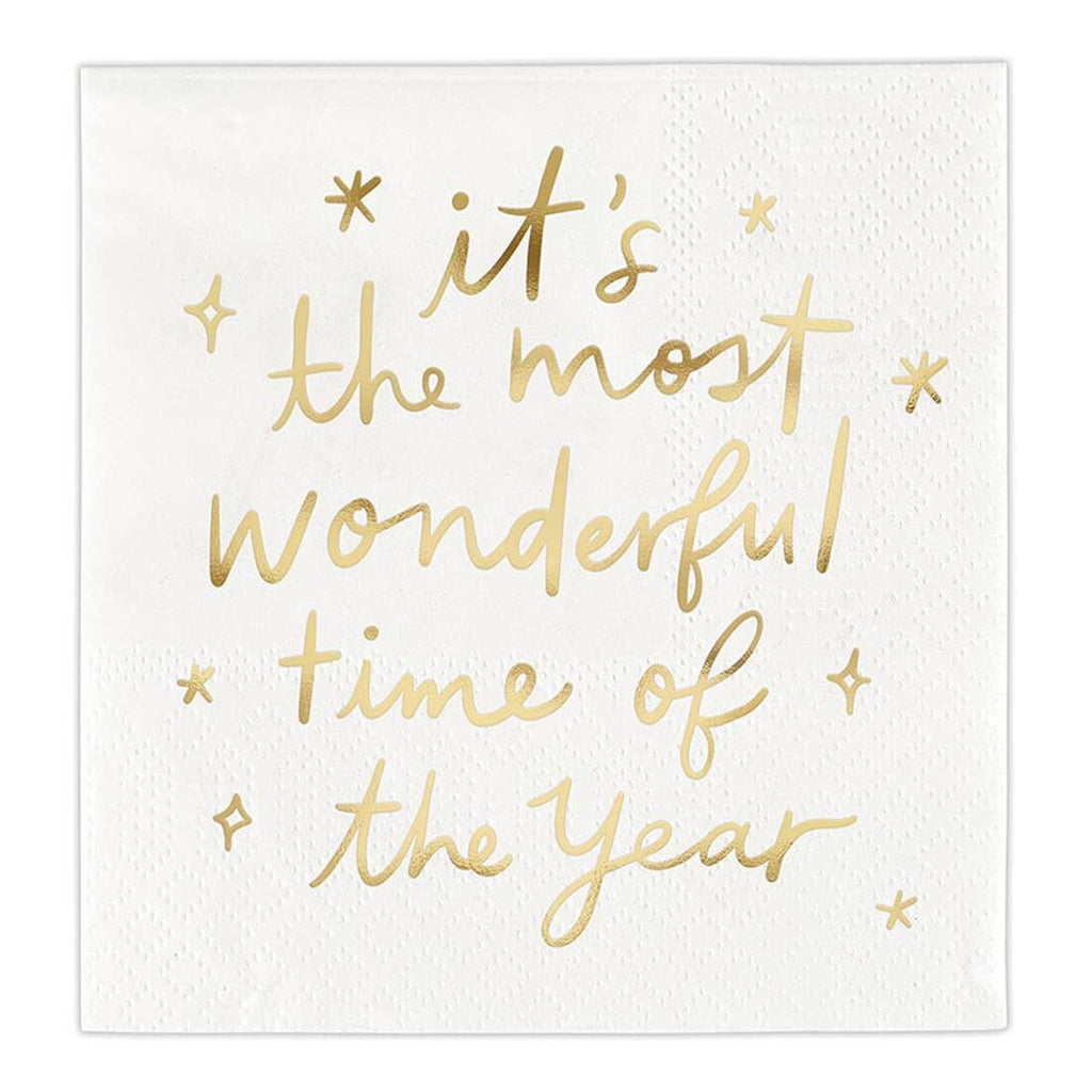 Ceramic Napkin Tray + Napkins - The Most Wonderful Time: Ceramic, Paper, Ribbon