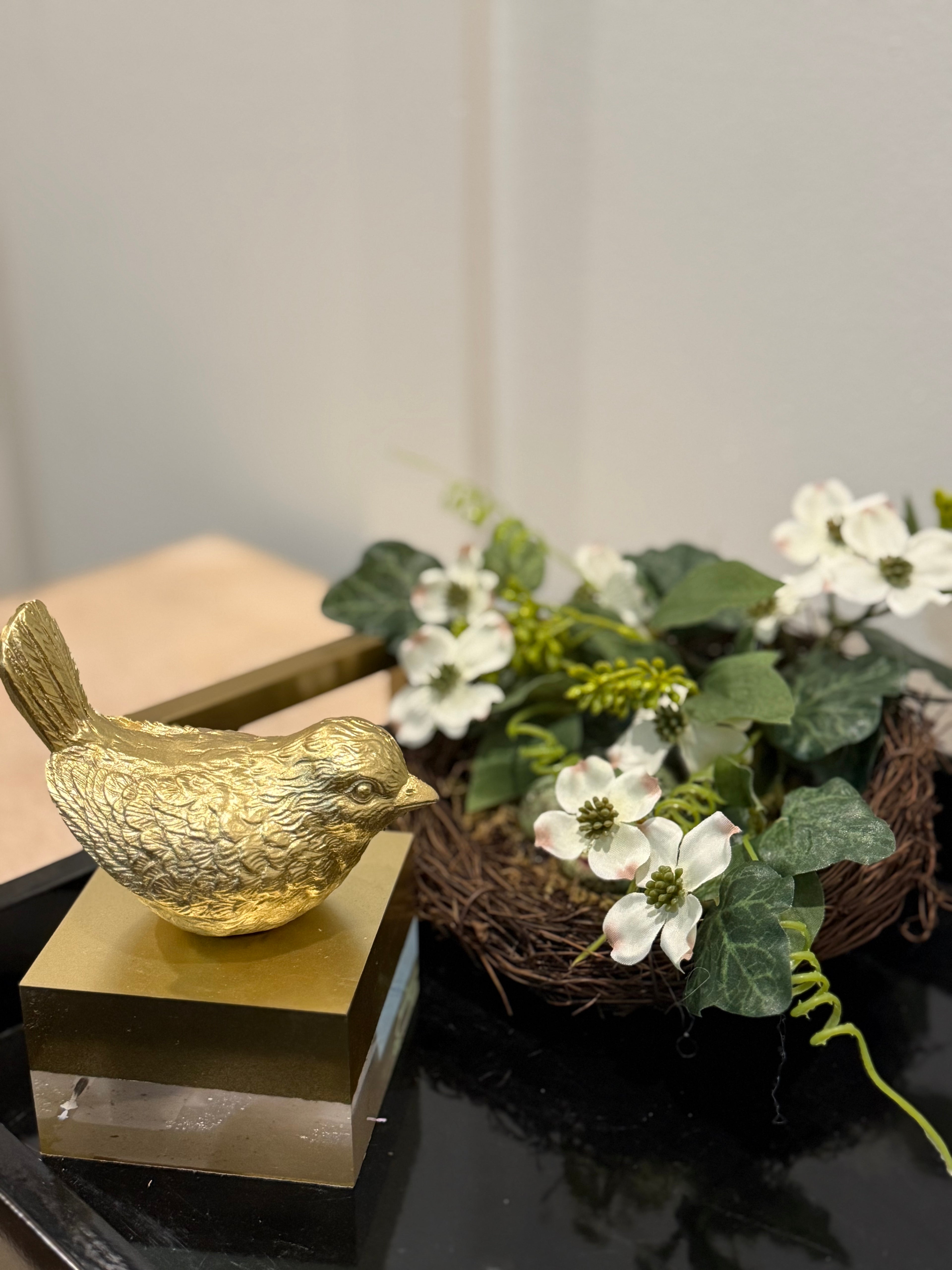 Gold Bird Figurine on Pedestal