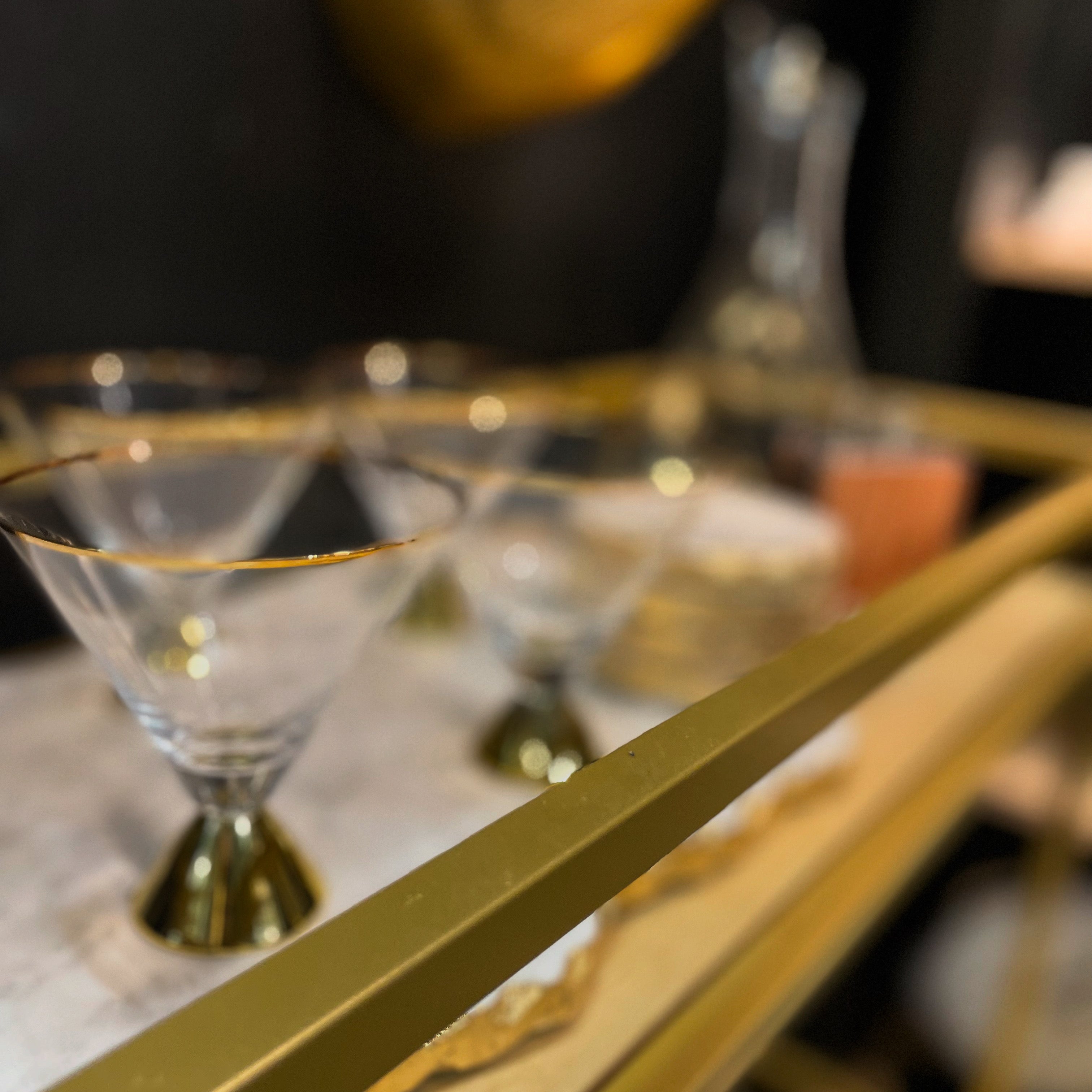Glass Martini Glass Gold Bottom