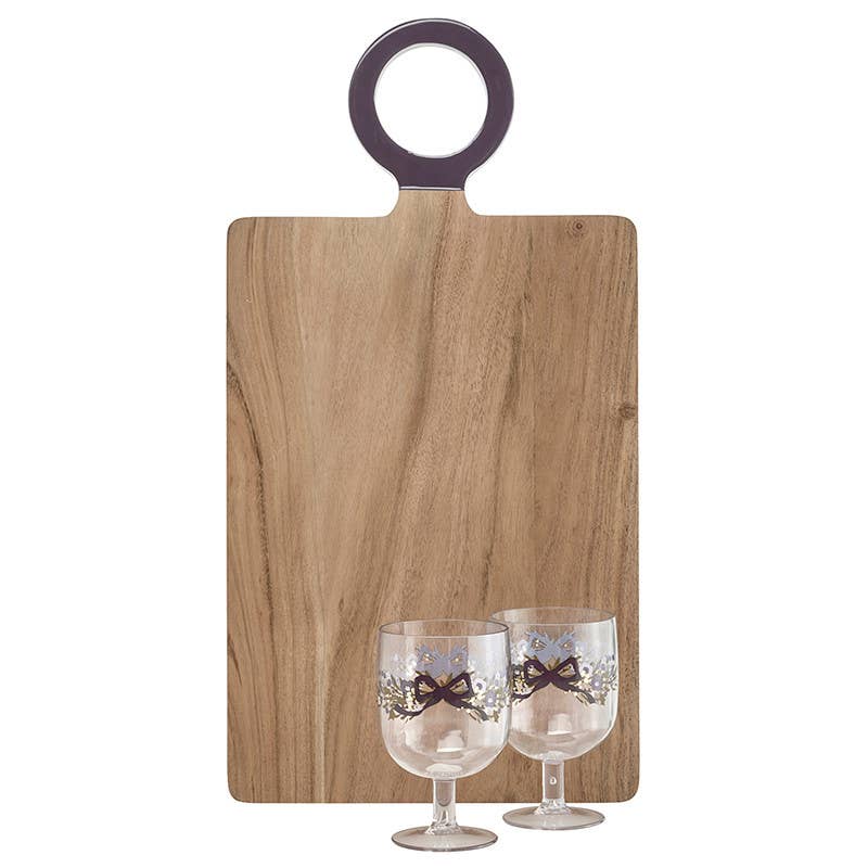 Wood Board with Enamel Handle - Large - Aubergine: 19" L x 10" W x .5" H