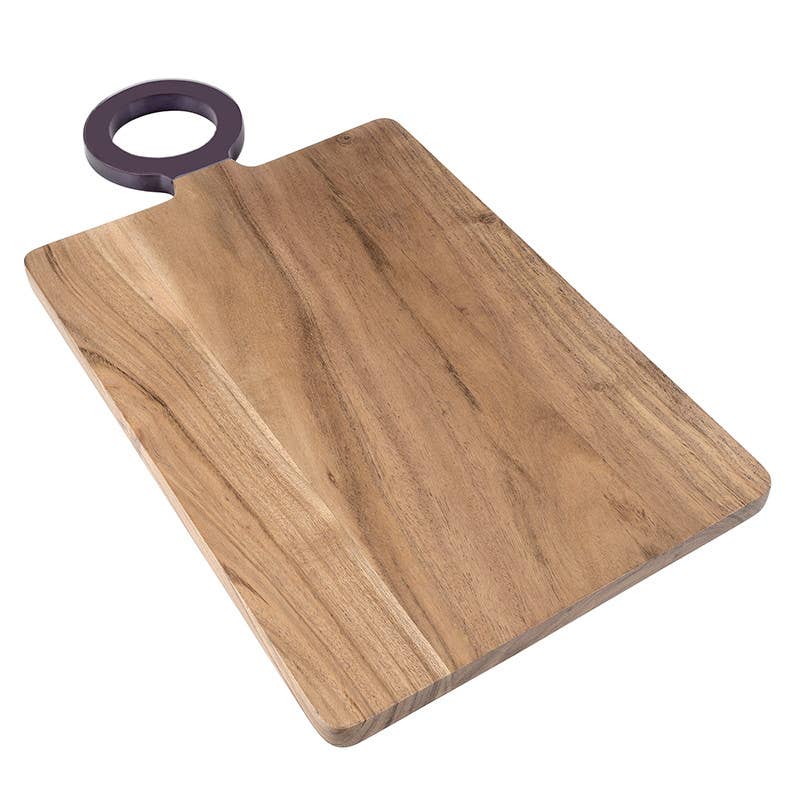 Wood Board with Enamel Handle - Large - Aubergine: 19" L x 10" W x .5" H