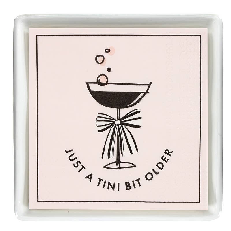 Ceramic Napkin Tray + Napkins - Just A Tini Bit Older: 5.75" SQ x 1.25" D, Napkin: 5" SQ