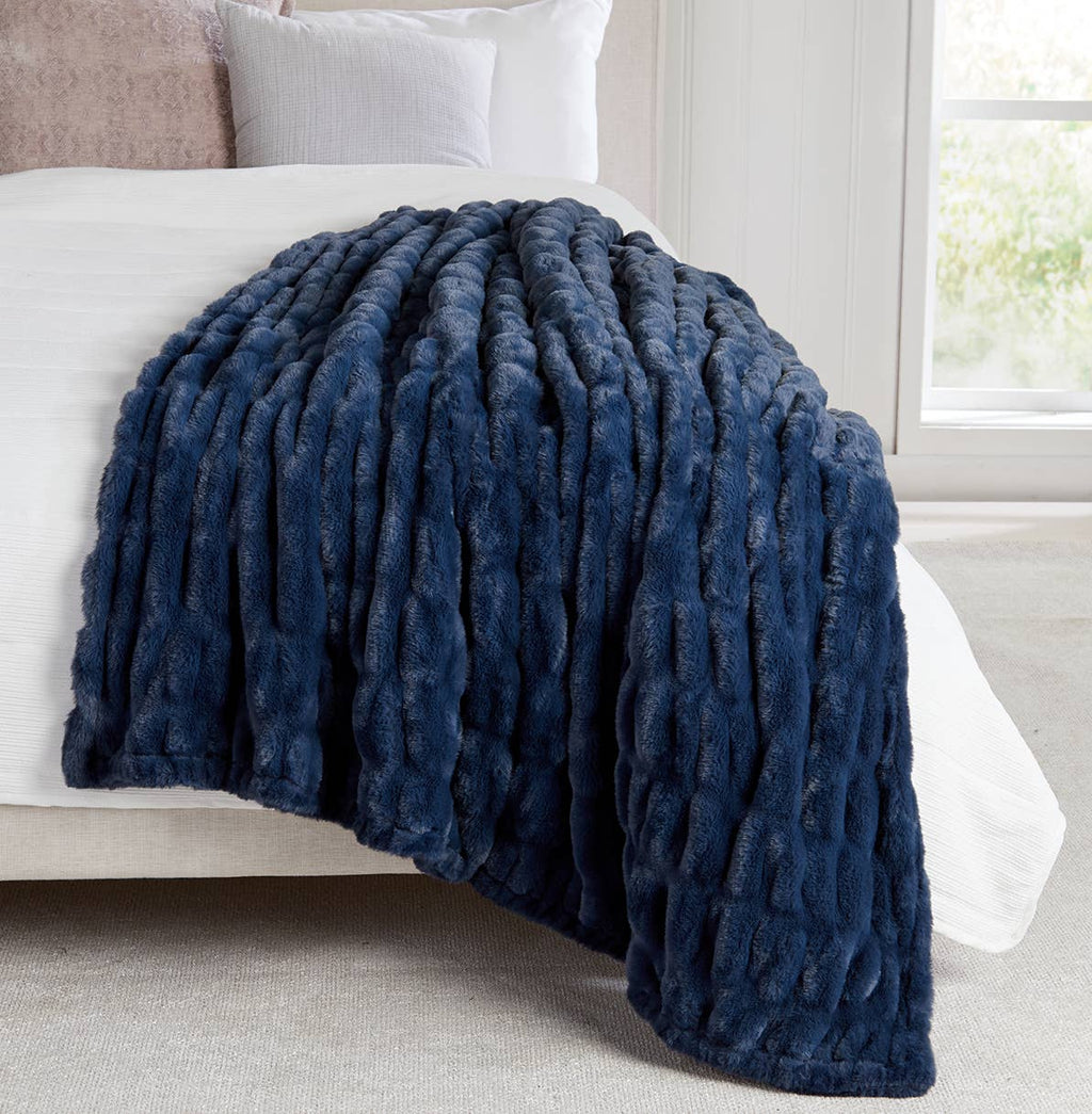 Luxury Heavyweight Ruched Throw Blankets 50" x 60" : Summer Sand