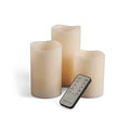 Set of 3 Bisque Wax LED Candles w/Multi Function Remote