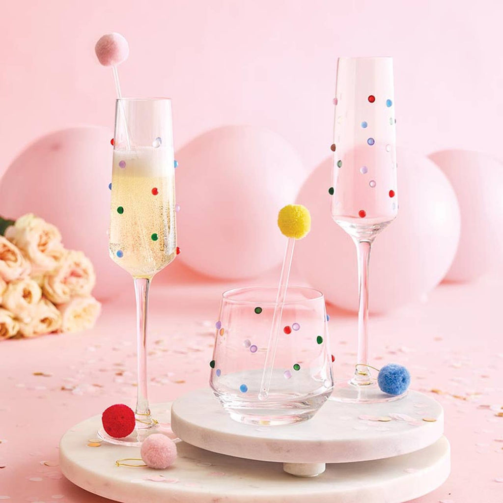 Beaded Wine Glass - Confetti: Glass / 13 oz, 3.6" h