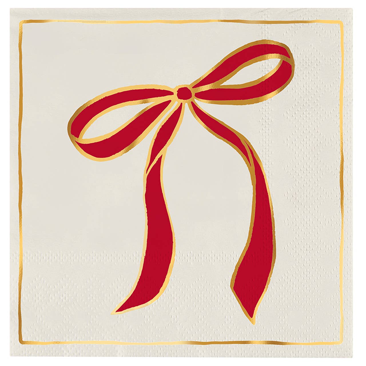Cocktail Napkins - Red Bow: Paper / 5" SQ
