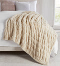 Luxury Heavyweight Ruched Throw Blankets 50" x 60" : Summer Sand
