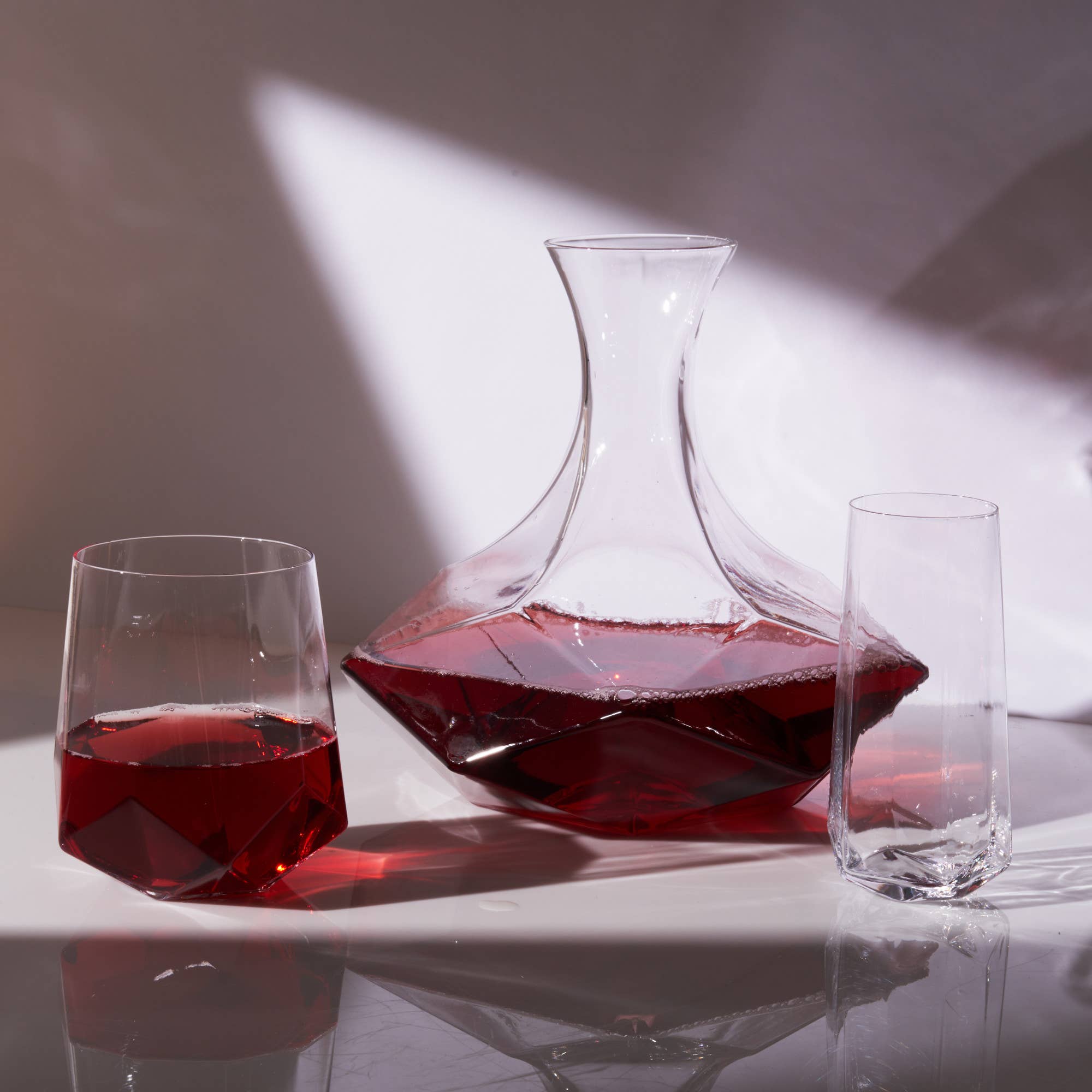 Seneca™ Faceted Stemless Crystal Champagne Flutes Set of 2